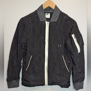 Nike Youth Size L Black White Zipper Bomber Jacket